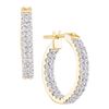 Image 1 : 1 CTW Diamond In/Out Double Row Hoop Earrings 14KT Yellow Gold - REF-94H4M