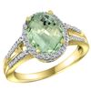 Natural 2.72 ctw green-amethyst & Diamond Engagement Ring 14K Yellow Gold - REF-54F4N