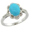 Image 1 : Natural 1.85 ctw Turquoise & Diamond Engagement Ring 14K White Gold - REF-41M2H