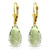 Genuine 14 ctw Green Amethyst Earrings Jewelry 14KT Yellow Gold - REF-28K3V