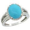 Image 1 : Natural 3.47 ctw Turquoise & Diamond Engagement Ring 10K White Gold - REF-44V2F