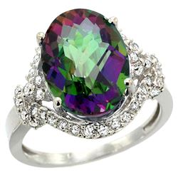 Natural 5.89 ctw mystic-topaz & Diamond Engagement Ring 14K White Gold - REF-88R8Z