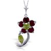 Image 1 : Genuine 0.87 ctw Peridot & Ruby Necklace Jewelry 14KT White Gold - REF-26P9H