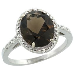 Natural 2.42 ctw Smoky-topaz & Diamond Engagement Ring 10K White Gold - REF-25R5Z