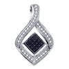 Image 1 : 0.16 CTW Black Color Diamond Diagonal Square Teardrop Pendant 10KT White Gold - REF-18F2N