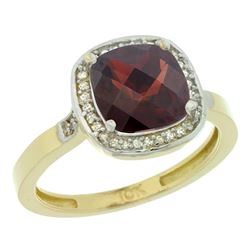 Natural 3.94 ctw Garnet & Diamond Engagement Ring 14K Yellow Gold - REF-39Z7Y