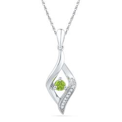 0.20 CTW Created Peridot & Diamond Pendant 10KT White Gold - REF-12M8H