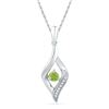 Image 1 : 0.20 CTW Created Peridot & Diamond Pendant 10KT White Gold - REF-12M8H