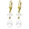 Genuine 11 ctw White Topaz Earrings Jewelry 14KT Yellow Gold - REF-39K3V