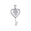 0.08 CTW Diamond Cluster Key Heart Pendant 10KT White Gold - REF-8N9F