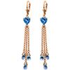Genuine 9.5 ctw Blue Topaz Earrings Jewelry 14KT Rose Gold - REF-62R2P