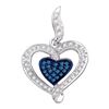 0.27 CTW Blue Color Diamond Heart Pendant 10KT White Gold - REF-24Y2X