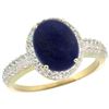 Natural 2.56 ctw Lapis & Diamond Engagement Ring 14K Yellow Gold - REF-39R8Z