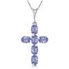 Genuine 1.50 ctw Tanzanite Necklace Jewelry 14KT White Gold - REF-44H7X
