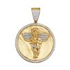 0.50 CTWMens Diamond Circle Angel Cherub Medallion Charm Pendant 10KT Yellow Gold - REF-59N9F