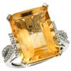Natural 12.14 ctw Citrine & Diamond Engagement Ring 10K White Gold - REF-53W2K
