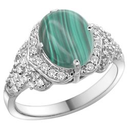 Natural 3.27 ctw malachite & Diamond Engagement Ring 14K White Gold - REF-100Y7X