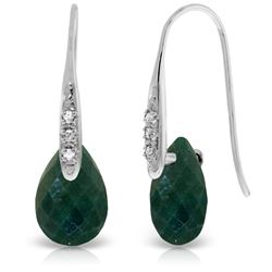 Genuine 8.06 ctw Created Green Sapphire & Diamond Earrings Jewelry 14KT White Gold - REF-60K3V