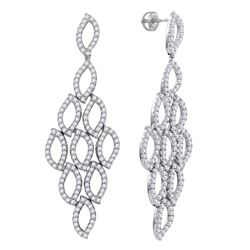 4.76 CTW Diamond Luxury Dangle Screwback Earrings 14KT White Gold - REF-457F3N