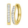 Image 1 : 0.50 CTWDiamond Hoop Earrings 10KT Yellow Gold - REF-49K5W