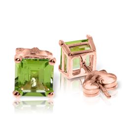 Genuine 1.75 ctw Peridot Earrings Jewelry 14KT Rose Gold - REF-24Z3N