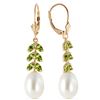 Image 1 : Genuine 9.2 ctw Pearl & Peridot Earrings Jewelry 14KT Yellow Gold - REF-45H8X