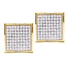 Image 1 : 0.23 CTW Diamond Square Cluster Earrings 14KT Yellow Gold - REF-19M4H