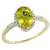 Image 1 : Natural 1.2 ctw Lemon-quartz & Diamond Engagement Ring 14K Yellow Gold - REF-22A8V