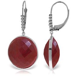 Genuine 46.15 ctw Ruby & Diamond Earrings Jewelry 14KT White Gold - REF-78R3P