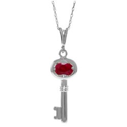 Genuine 0.50 ctw Ruby Necklace Jewelry 14KT White Gold - REF-34A3K