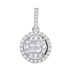 0.50 CTWPrincess Diamond Soleil Framed Cluster Pendant 14KT White Gold - REF-48Y7X