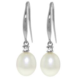 Genuine 8.1 ctw Pearl & Diamond Earrings Jewelry 14KT White Gold - REF-25N8R