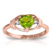 Image 1 : Genuine 0.61 ctw Peridot & Diamond Ring Jewelry 14KT Rose Gold - REF-40N3R