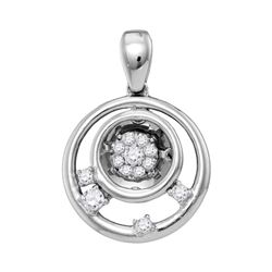 0.13 CTW Diamond Circle Cluster Pendant 10KT White Gold - REF-19H4M