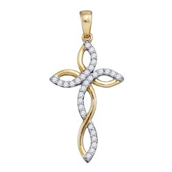 0.33 CTW Diamond Pave Cross Crucifix Pendant 10KT Yellow Gold - REF-22F4N