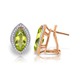 Genuine 4.3 ctw Peridot & Diamond Earrings Jewelry 14KT Rose Gold - REF-102Y8F