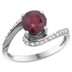 Natural 1.29 ctw ruby & Diamond Engagement Ring 14K White Gold - REF-53F3N