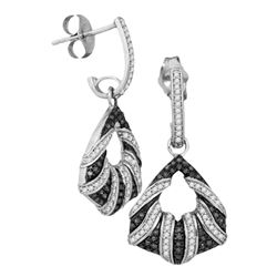 0.50 CTWBlack Color Diamond Dangle Earrings 10KT White Gold - REF-53X9Y