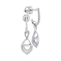 0.25 CTW Diamond Heart Dangle Screwback Earrings 10KT White Gold - REF-19F4N