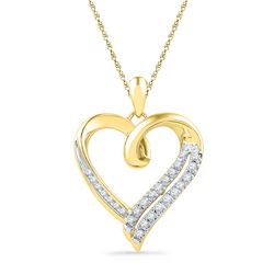 0.10 CTW Diamond Heart Outline Pendant 10KT Yellow Gold - REF-18M2H