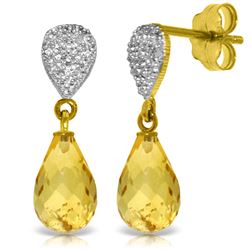 Genuine 4.53 ctw Citrine & Diamond Earrings Jewelry 14KT Yellow Gold - REF-25M6T