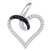 0.26 CTW Black Color Pave-set Diamond Open-Center Heart Pendant 10KT White Gold - REF-18K2W