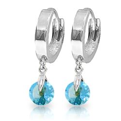 Genuine 2 ctw Blue Topaz Earrings Jewelry 14KT White Gold - REF-25W9Y