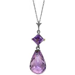 Genuine 5.5 ctw Amethyst Necklace Jewelry 14KT White Gold - REF-22M2T