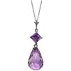 Genuine 5.5 ctw Amethyst Necklace Jewelry 14KT White Gold - REF-22M2T