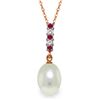 Image 1 : Genuine 4.15 ctw Pearl, Ruby & Diamond Necklace Jewelry 14KT Rose Gold - REF-20T4A