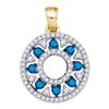 Image 1 : 0.50 CTWBlue Color Diamond Circle Cutout Pendant 10KT Yellow Gold - REF-26X9Y