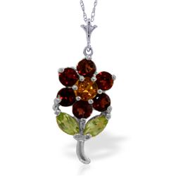 Genuine 1.06 ctw Multi-gemstones Necklace Jewelry 14KT White Gold - REF-25Y3F