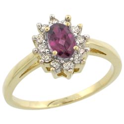 Natural 0.67 ctw Rhodolite & Diamond Engagement Ring 10K Yellow Gold - REF-39Y2X