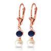 Genuine 5.2 ctw Sapphire & Pearl Earrings Jewelry 14KT Rose Gold - REF-39R8P